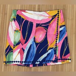 Crown & Ivy Women's Bright Pink Blue Wrap Tennis Golf Skort Skirt Shorts 4 NWT